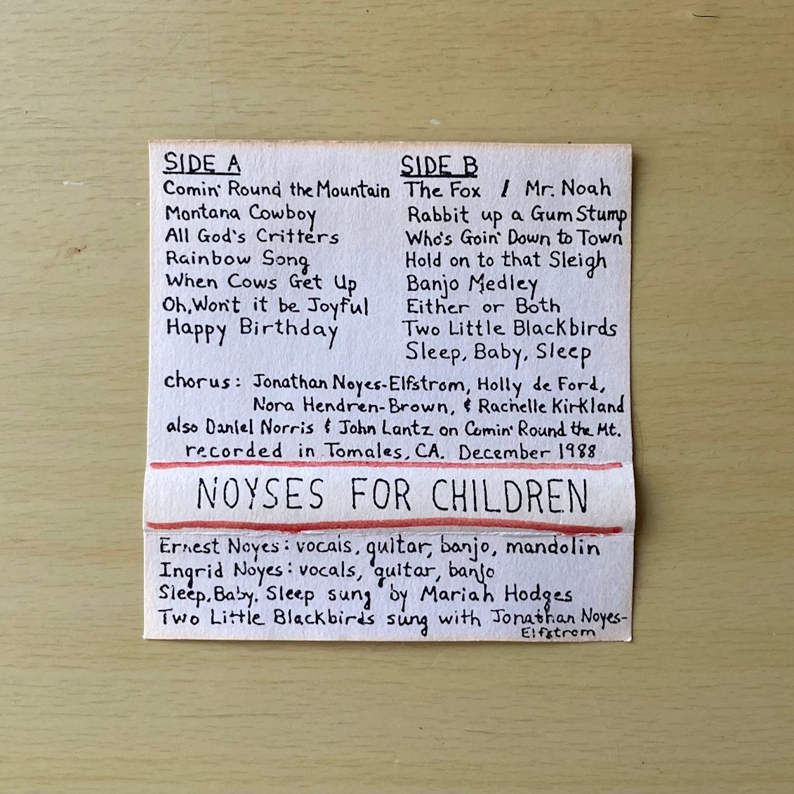 Original Cassette Label